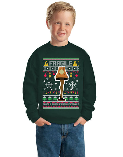 Fragile Leg Lamp Christmas Story Funny Xmas  Ugly Christmas Sweater Unisex Boys Girls Crewneck Graphic Sweatshirt