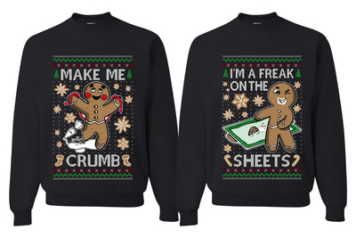 Freak On The Sheets Make Me Crumb Sweater Girlfriend Boyfriend Gift His and Hers Matching Ugly Christmas Couple Crewneck Sweatshirt