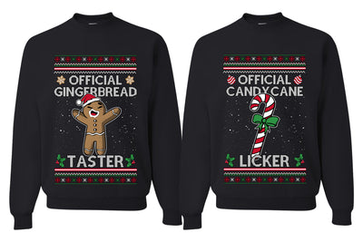 Official Candy Cane Licker Gingerbread Taster Sweater Girlfriend Boyfriend Gift His and Hers Matching Ugly Christmas Couple Crewneck Sweatshirt
