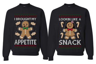 I Brought My Appetitie Lookin Like A Snack Sweater Girlfriend Boyfriend Gift His and Hers Matching Ugly Christmas Couple Crewneck Sweatshirt