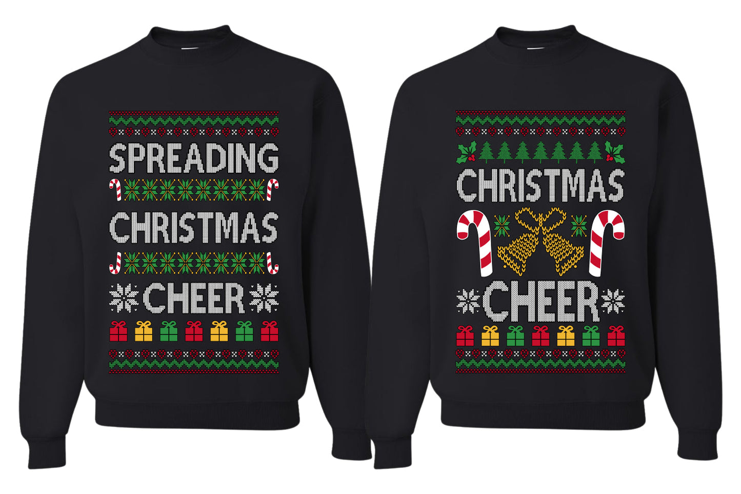 Spreading Christmas Cheer Sweater Girlfriend Boyfriend Gift His and Hers Matching Ugly Christmas Couple Crewneck Sweatshirt