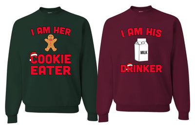 Cookie Eater, Milk Drinker His/Her Couples/ Best Friends Sweatshirt Ugly Christmas Matching Couples Sweater Crewneck Sweatshirt