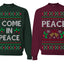 I Come in Peace Funny Matching His and Hers Couples Sweatshirt Ugly Christmas Matching Couple Sweater Crewneck Sweatshirt