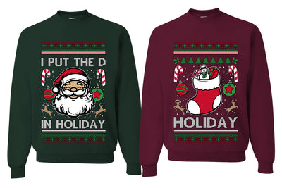 I Put The D In Holiday Sweater Girlfriend Boyfriend Gift His and Hers Matching Ugly Christmas Couple Crewneck Sweatshirt