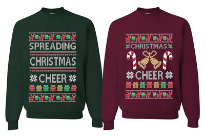 Spreading Christmas Cheer Sweater Girlfriend Boyfriend Gift His and Hers Matching Ugly Christmas Couple Crewneck Sweatshirt