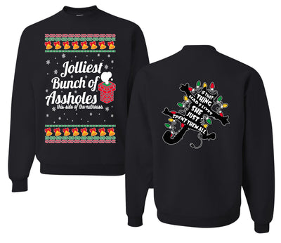 Jolliest Bunch of Assholes Xmas Movie Ugly Christmas Front and Back Sweater Unisex Crewneck Sweatshirt