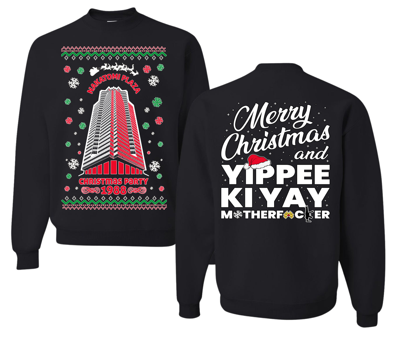 Nakatomi Plaza Christmas Party 1988 Ugly Christmas Front and Back Sweater Unisex Crewneck Sweatshirt