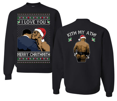 I Love You Merry Chrithmith Funny Boxing Fight Meme Classic Funny Xmas, Front and Back Unisex Ugly Christmas Sweater Crewneck Sweatshirt