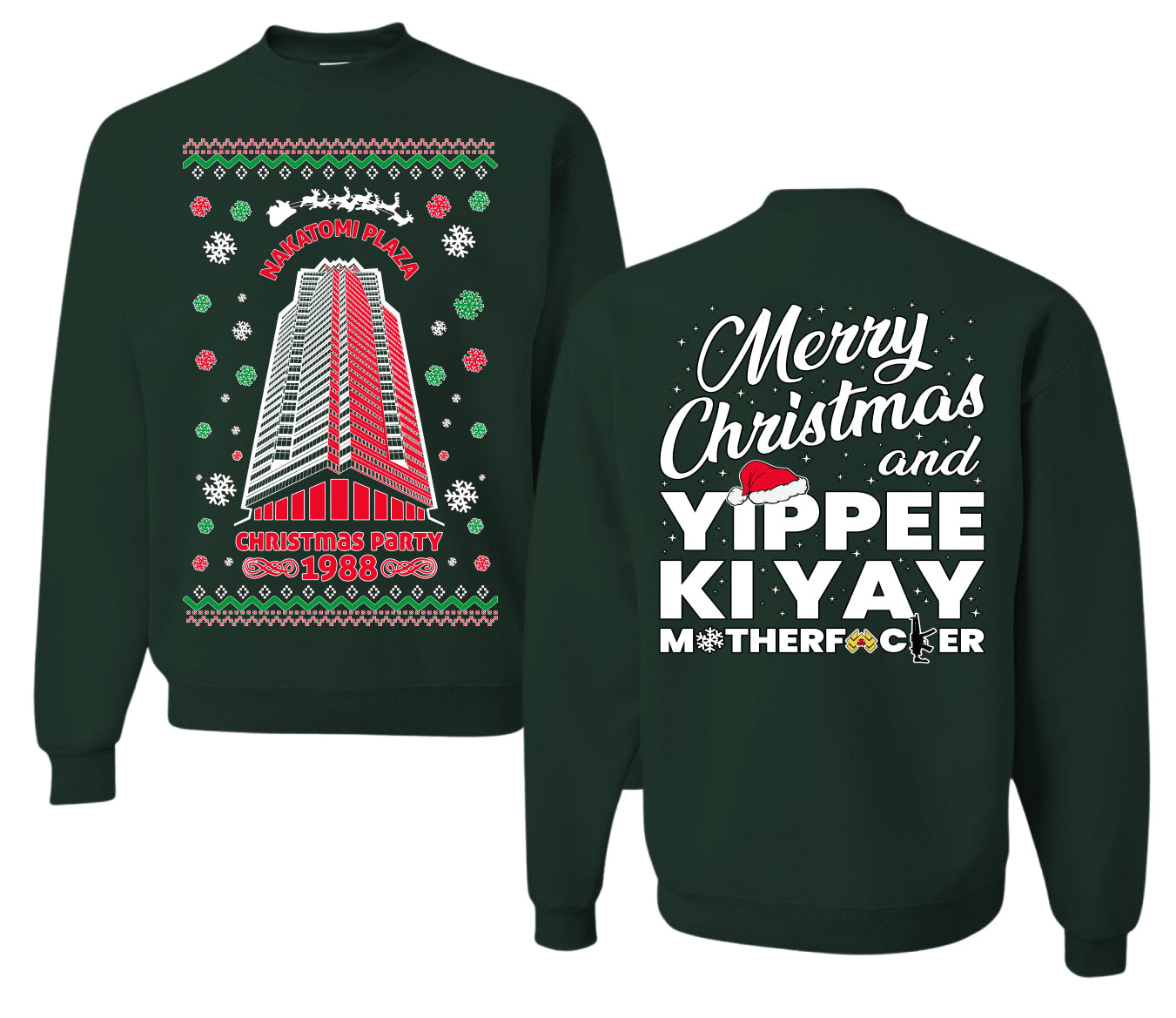Nakatomi Plaza Christmas Party 1988 Ugly Christmas Front and Back Sweater Unisex Crewneck Sweatshirt