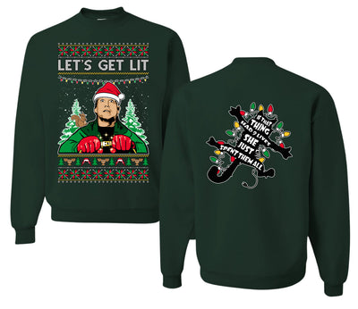 Let's Get Lit Clark Vacation Movie Parody Ugly Christmas Front and Back Sweater Unisex Crewneck Sweatshirt