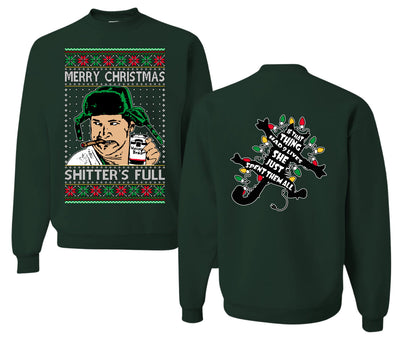 Shitter's Full Cousin Eddie Christmas Family Vacation Ugly Christmas Front and Back Sweater Unisex Crewneck Sweatshirt