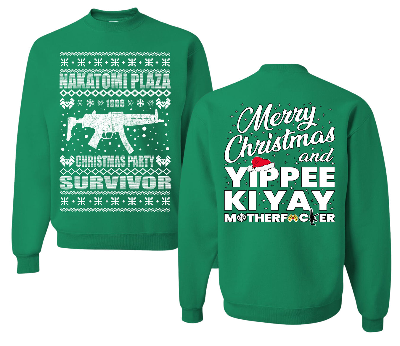 Nakatomi Plaza Christmas Party Survivor 1988 Ugly Christmas Front and Back Sweater Unisex Crewneck Sweatshirt