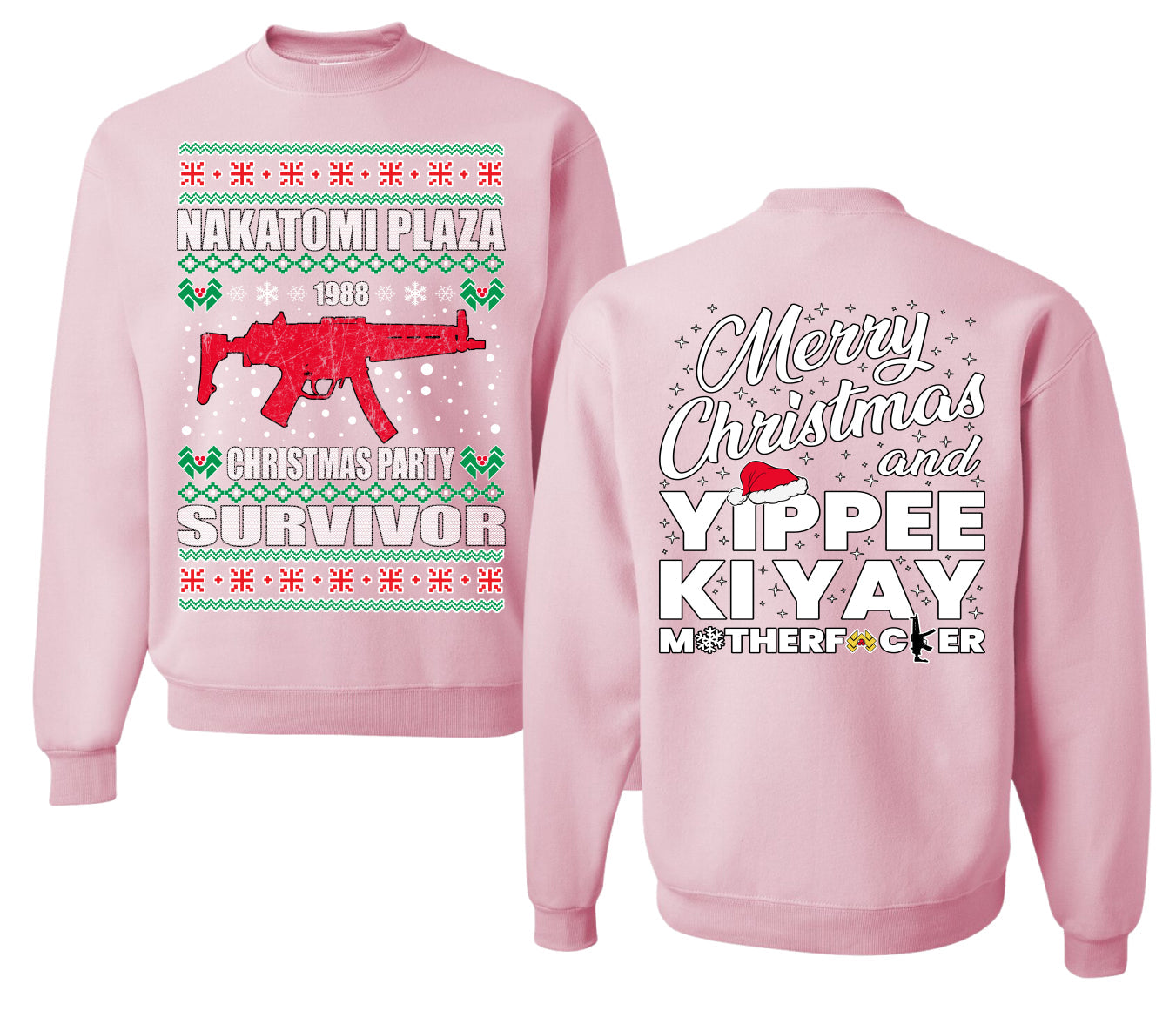 Christmas Party Survivor Nakatomi Plaza 1988 Ugly Christmas Front and Back Sweater Unisex Crewneck Sweatshirt