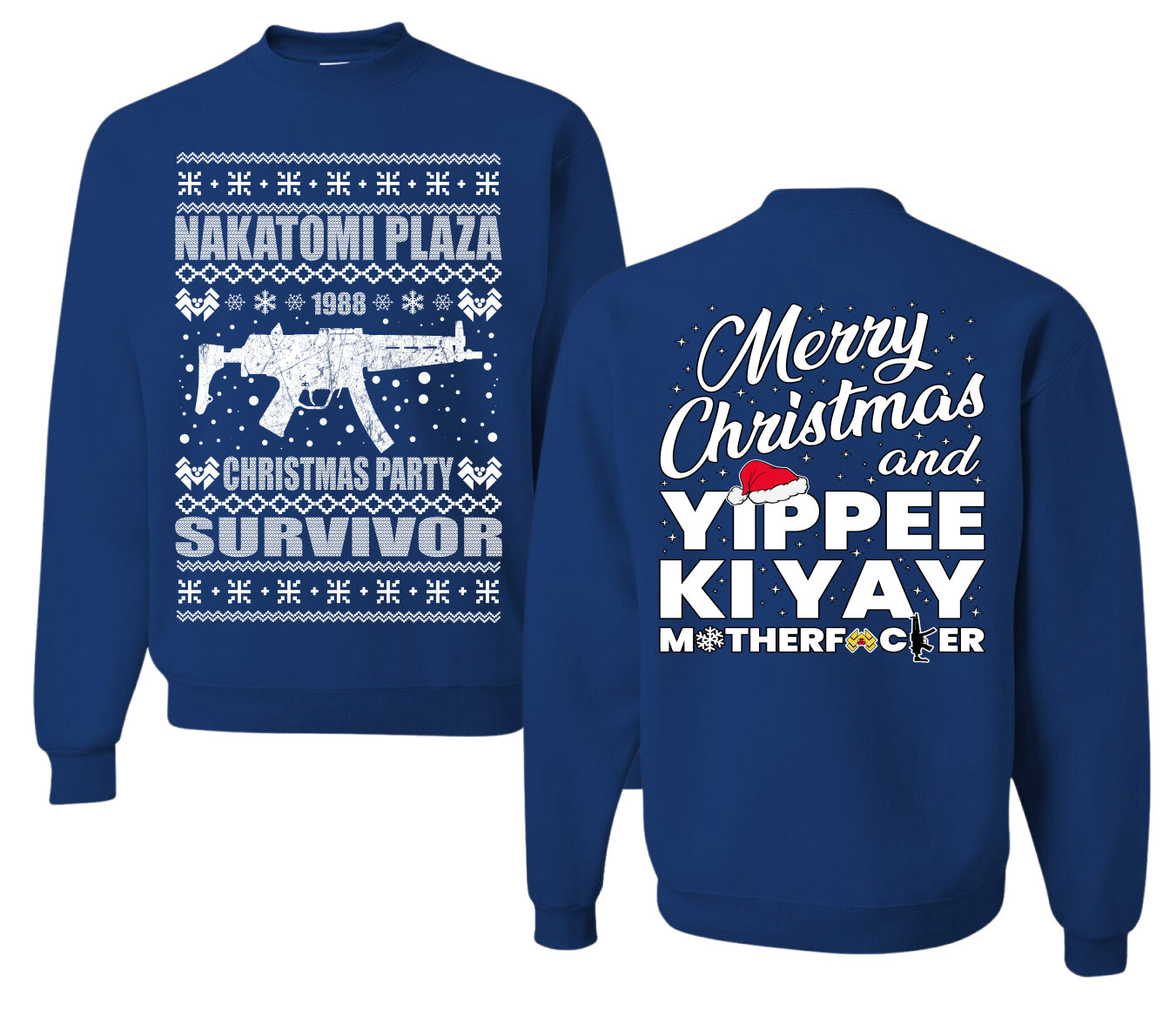 Nakatomi Plaza Christmas Party Survivor 1988 Ugly Christmas Front and Back Sweater Unisex Crewneck Sweatshirt