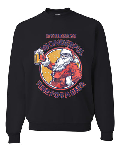 Santa It’s the Most Wonderful Time for a Beer Christmas Unisex Crewneck Graphic Sweatshirt