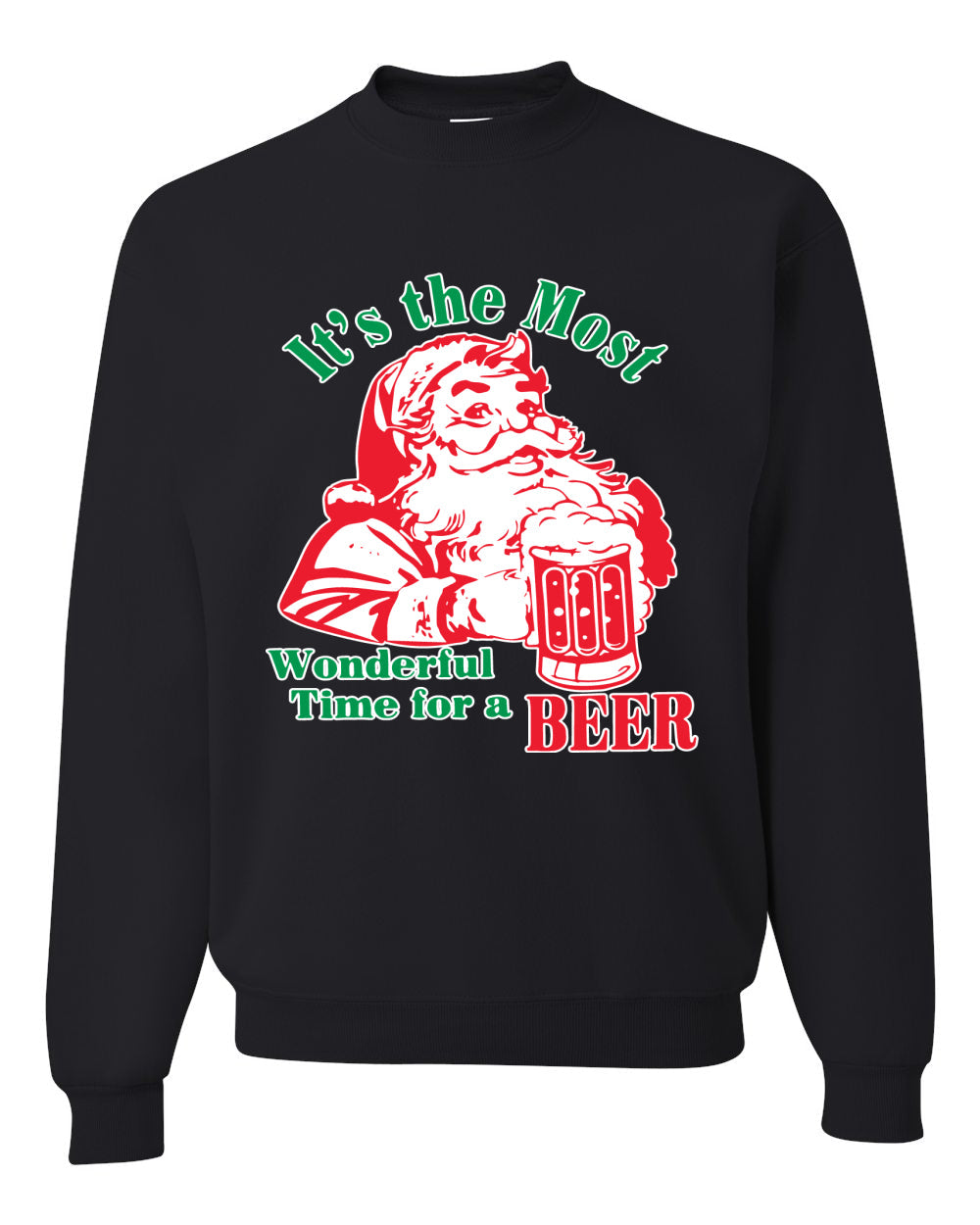 It is The Most Wonderful Time for a Beer Ugly Christmas Sweater Unisex Crewneck Graphic Sweatshirt