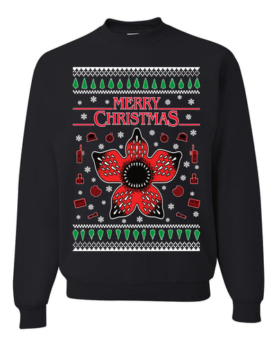 Merry Christmas collage of flower, phone, camera, and compass Christmas Unisex Crewneck Graphic Sweatshirt