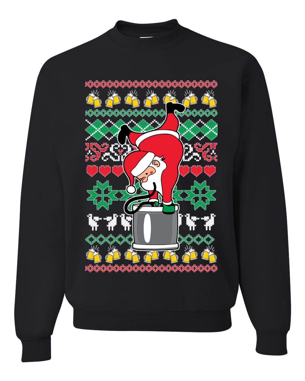 Santa Keg Stand Beer Drinking Drunk Ugly Christmas Sweater Christmas Unisex Crewneck Graphic Sweatshirt