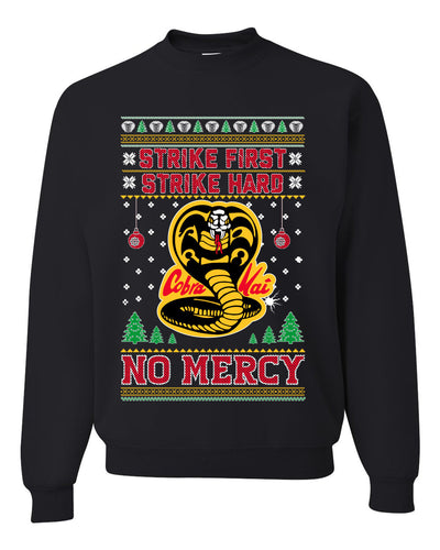 Strike First Strike Hard No Mercy Xmas Ugly Christmas Sweater Unisex Crewneck Graphic Sweatshirt