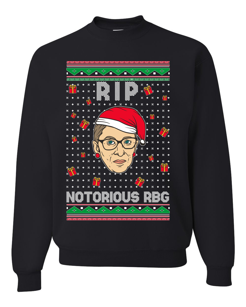 RIP Notorious RBG Ruth Bader Ginsburg Ugly Christmas Sweater Unisex Crewneck Graphic Sweatshirt