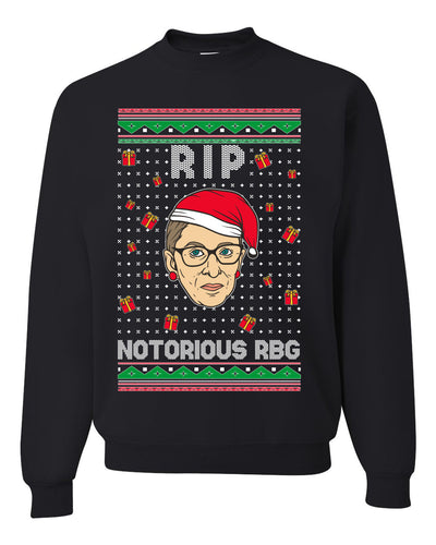 RIP Notorious RBG Ruth Bader Ginsburg Ugly Christmas Sweater Unisex Crewneck Graphic Sweatshirt