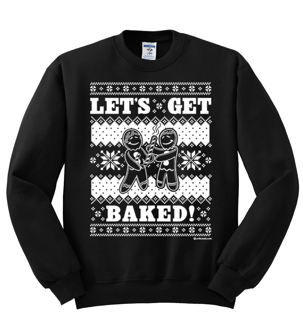 Let's Get Baked Holiday Ginger Bread Design Christmas Unisex Crewneck Graphic Sweatshirt