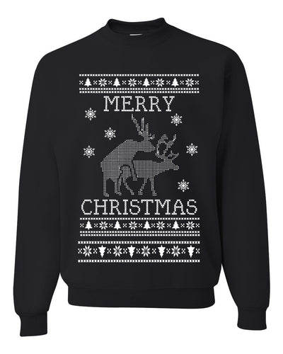Merry Christmas | Reindeer Humping Christmas Unisex Crewneck Graphic Sweatshirt