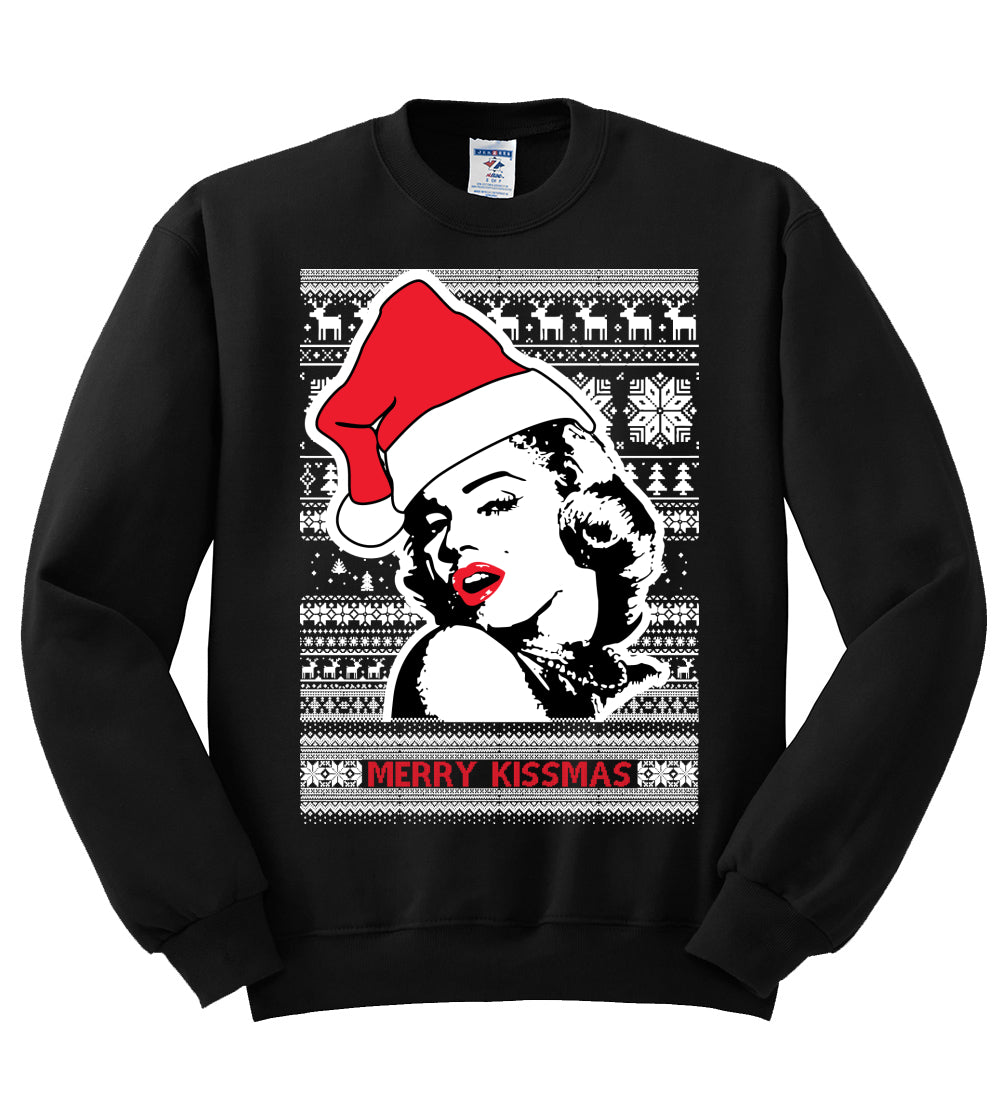Merry Kissmas Marilyn Monroe Christmas Unisex Crewneck Graphic Sweatshirt