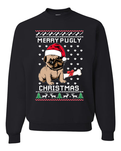 Merry Pugly Christmas Christmas Unisex Crewneck Graphic Sweatshirt