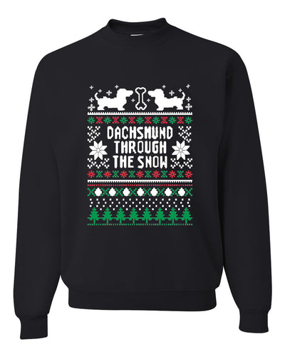 Daschund Through The Snow Christmas Unisex Crewneck Graphic Sweatshirt