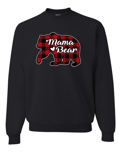 Mama Bear Cool Plaid Matching Design Christmas Unisex Crewneck Graphic Sweatshirt