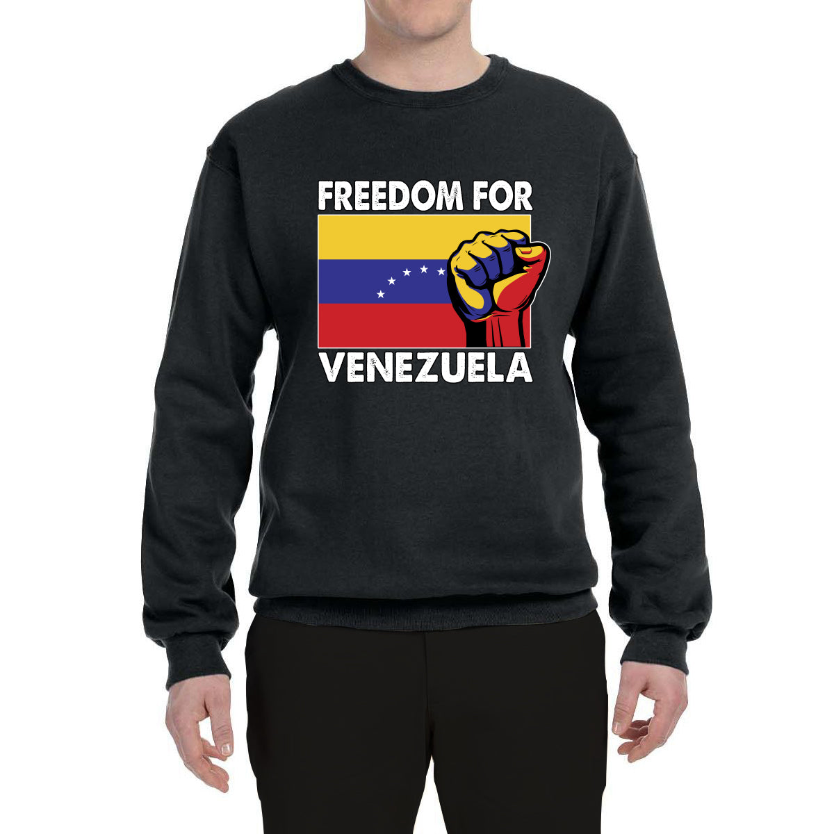 Freedom For Venezuelan Raised Fist Sweater, Unisex Crewneck Sweatshirts