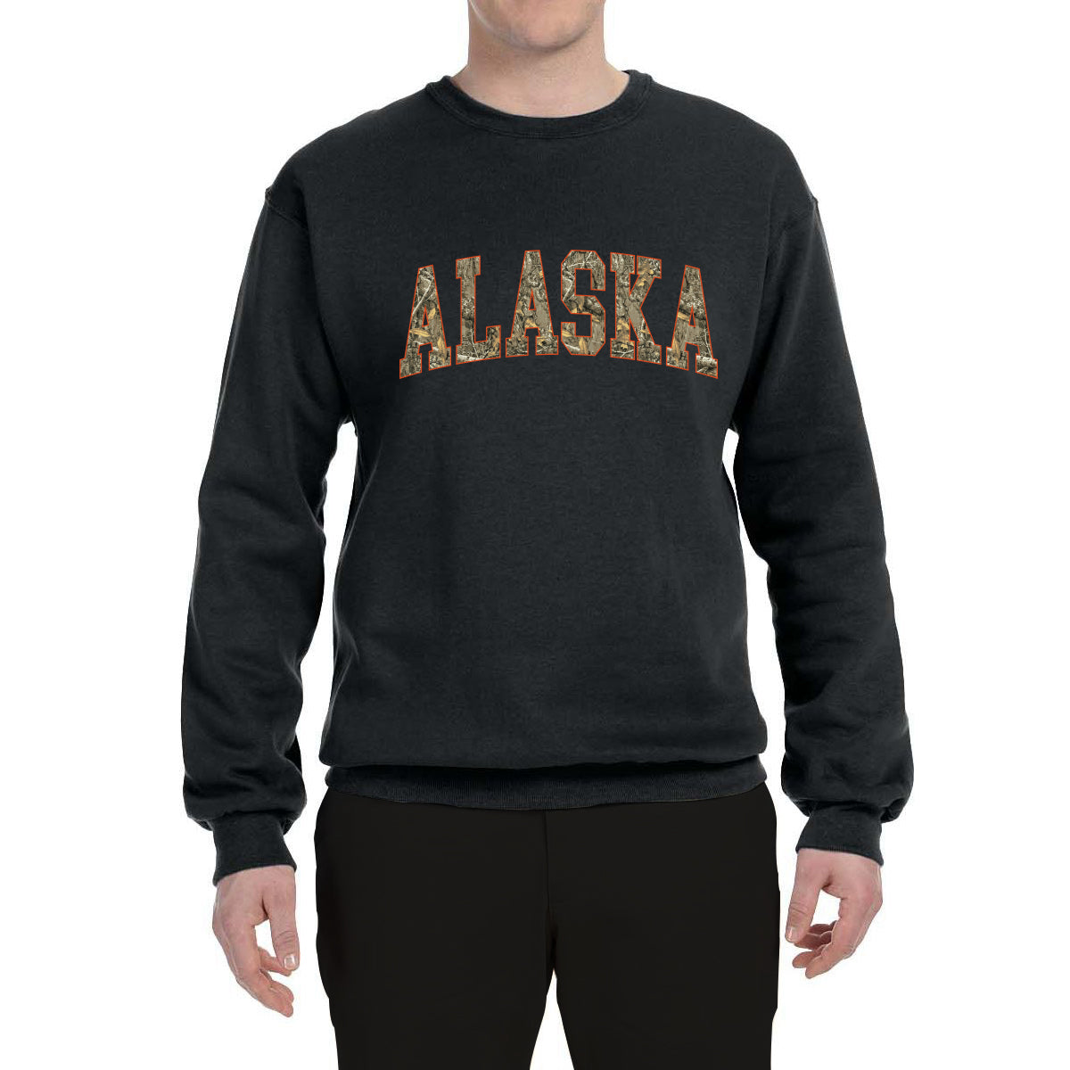 Alaska  Camo Fill Orange Outline Sweater, Unisex Crewneck Sweatshirts