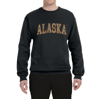 Alaska  Camo Fill Orange Outline Sweater, Unisex Crewneck Sweatshirts