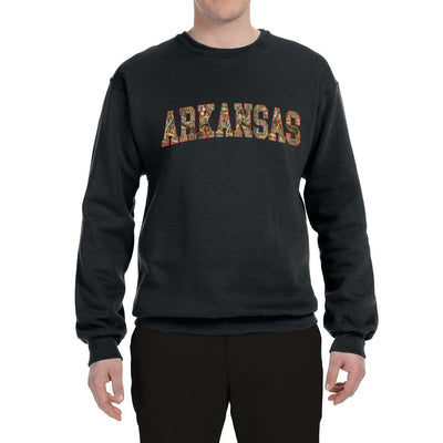 Arkansas  Camo Fill Orange Outline Sweater, Unisex Crewneck Sweatshirts