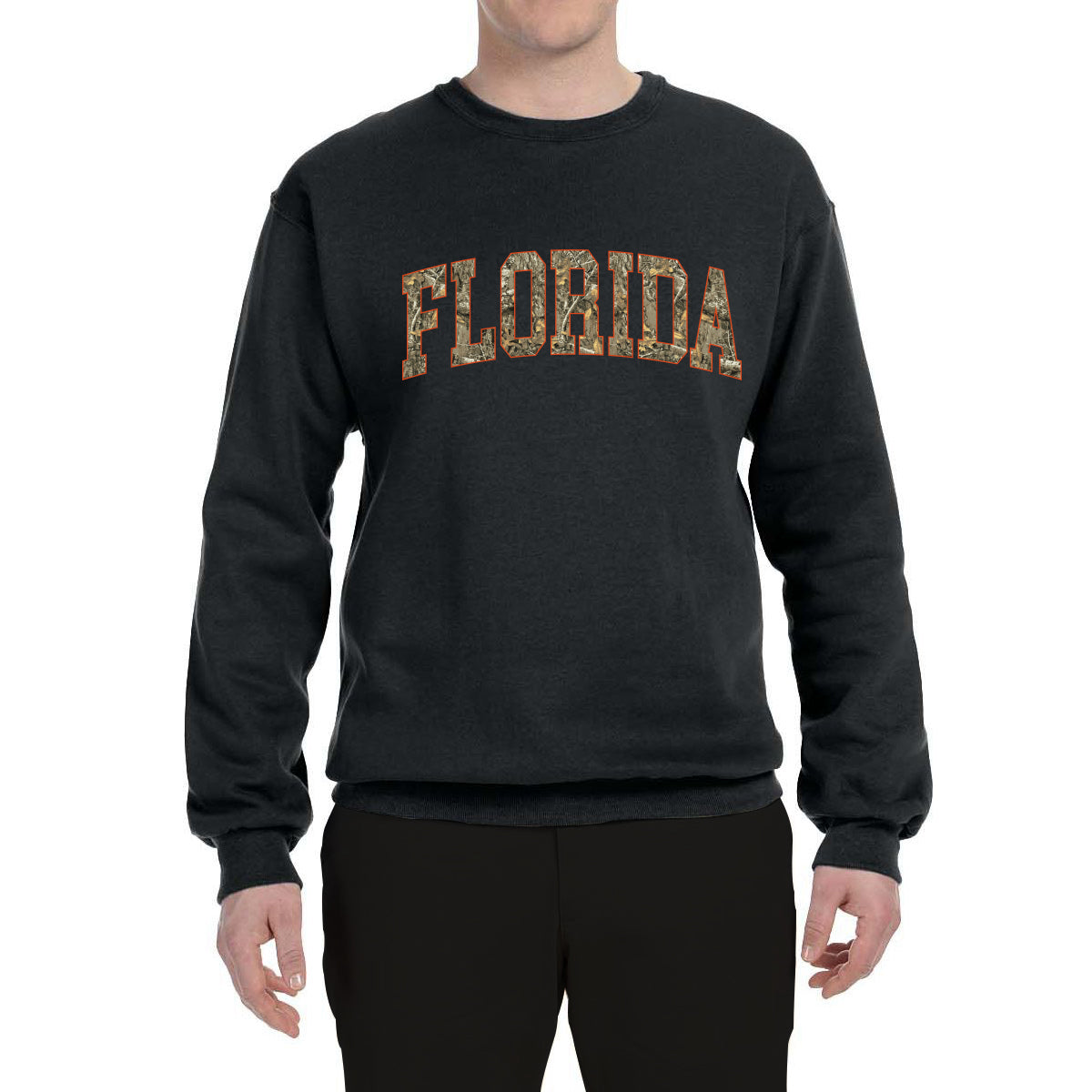 Florida  Camo Fill Orange Outline Sweater, Unisex Crewneck Sweatshirts
