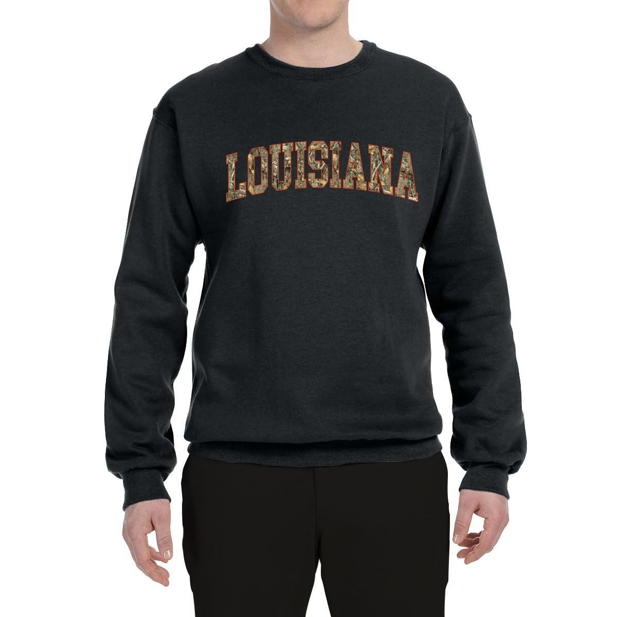 Louisiana  Camo Fill Orange Outline Sweater, Unisex Crewneck Sweatshirts