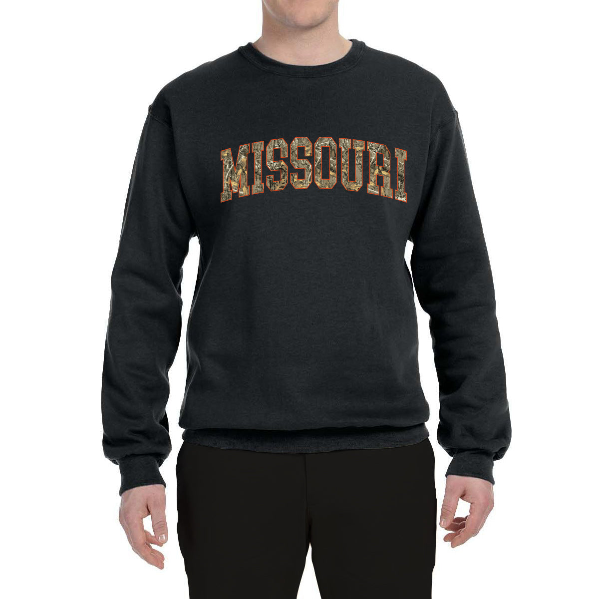 Missouri Camo Fill Orange Outline Sweater, Unisex Crewneck Sweatshirts