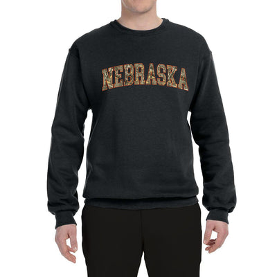 Nebraska  Camo Fill Orange Outline Sweater, Unisex Crewneck Sweatshirts