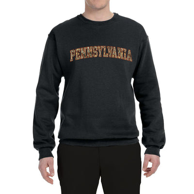 Pennsylvania  Camo Fill Orange Outline Sweater, Unisex Crewneck Sweatshirts