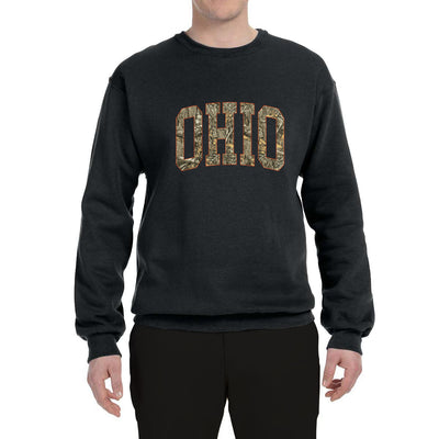 Ohio  Camo Fill Orange Outline Sweater, Unisex Crewneck Sweatshirts