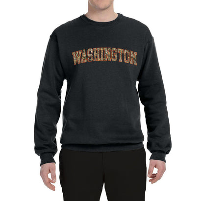 Washington  Camo Fill Orange Outline Sweater, Unisex Crewneck Sweatshirts