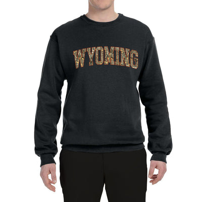 Wyoming  Camo Fill Orange Outline Sweater, Unisex Crewneck Sweatshirts