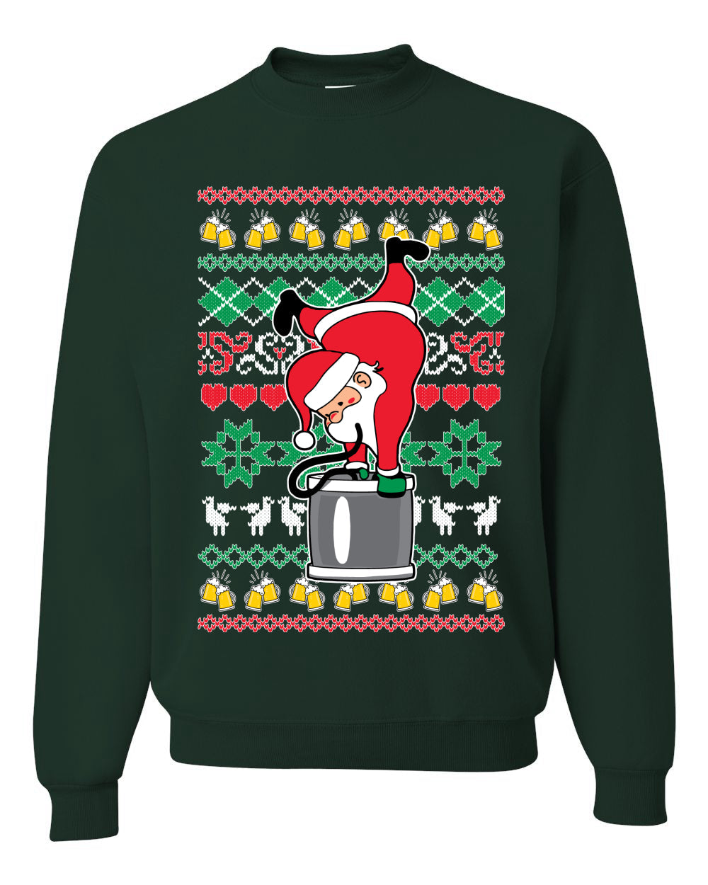 Santa Keg Stand Beer Drinking Drunk Ugly Christmas Sweater Christmas Unisex Crewneck Graphic Sweatshirt