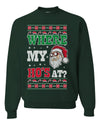 Where my Hos At Santa Funny Ugly Christmas Sweater Unisex Crewneck Graphic Sweatshirt