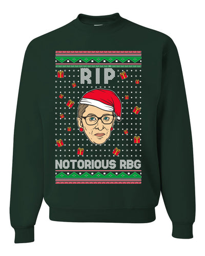 RIP Notorious RBG Ruth Bader Ginsburg Ugly Christmas Sweater Unisex Crewneck Graphic Sweatshirt