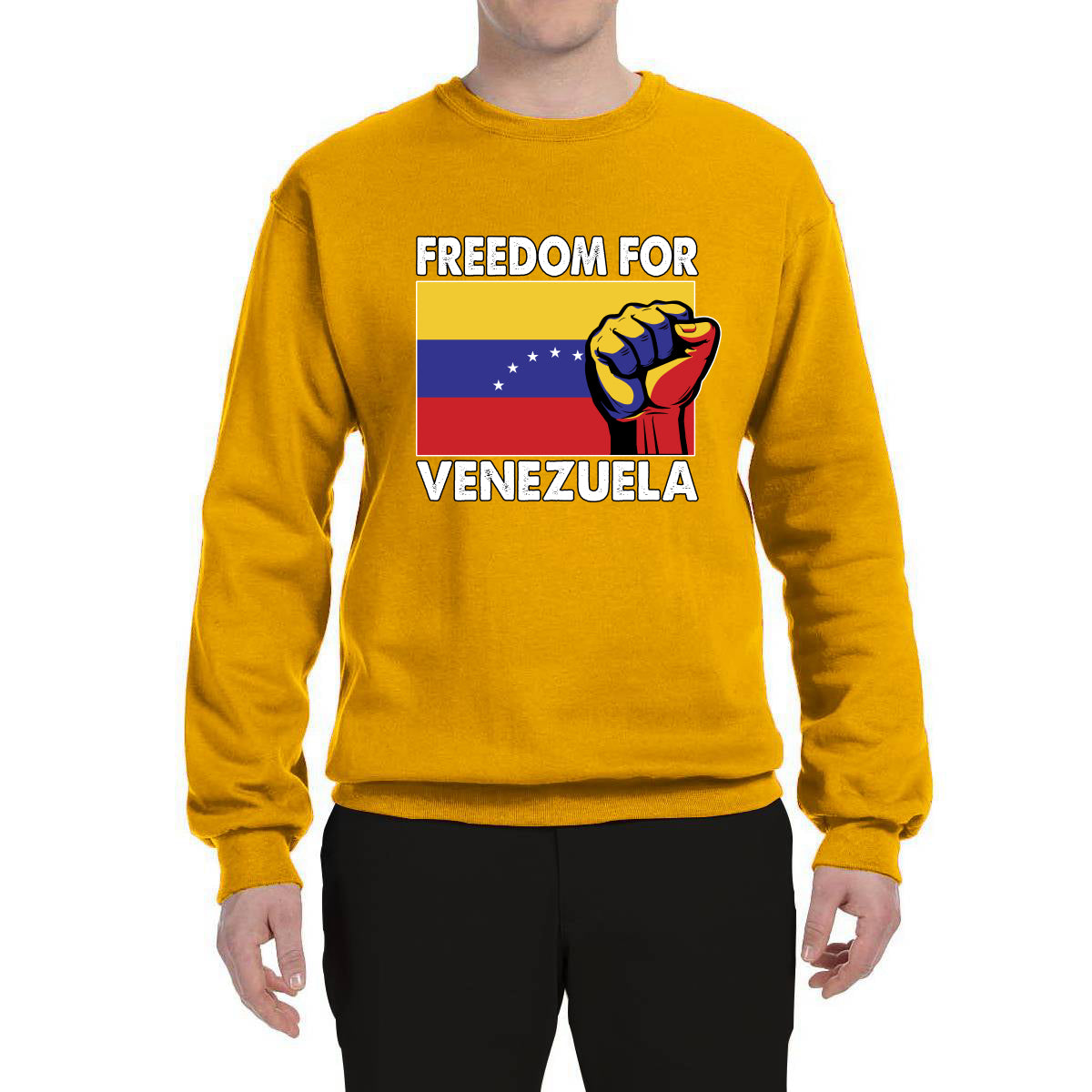 Freedom For Venezuelan Raised Fist Sweater, Unisex Crewneck Sweatshirts