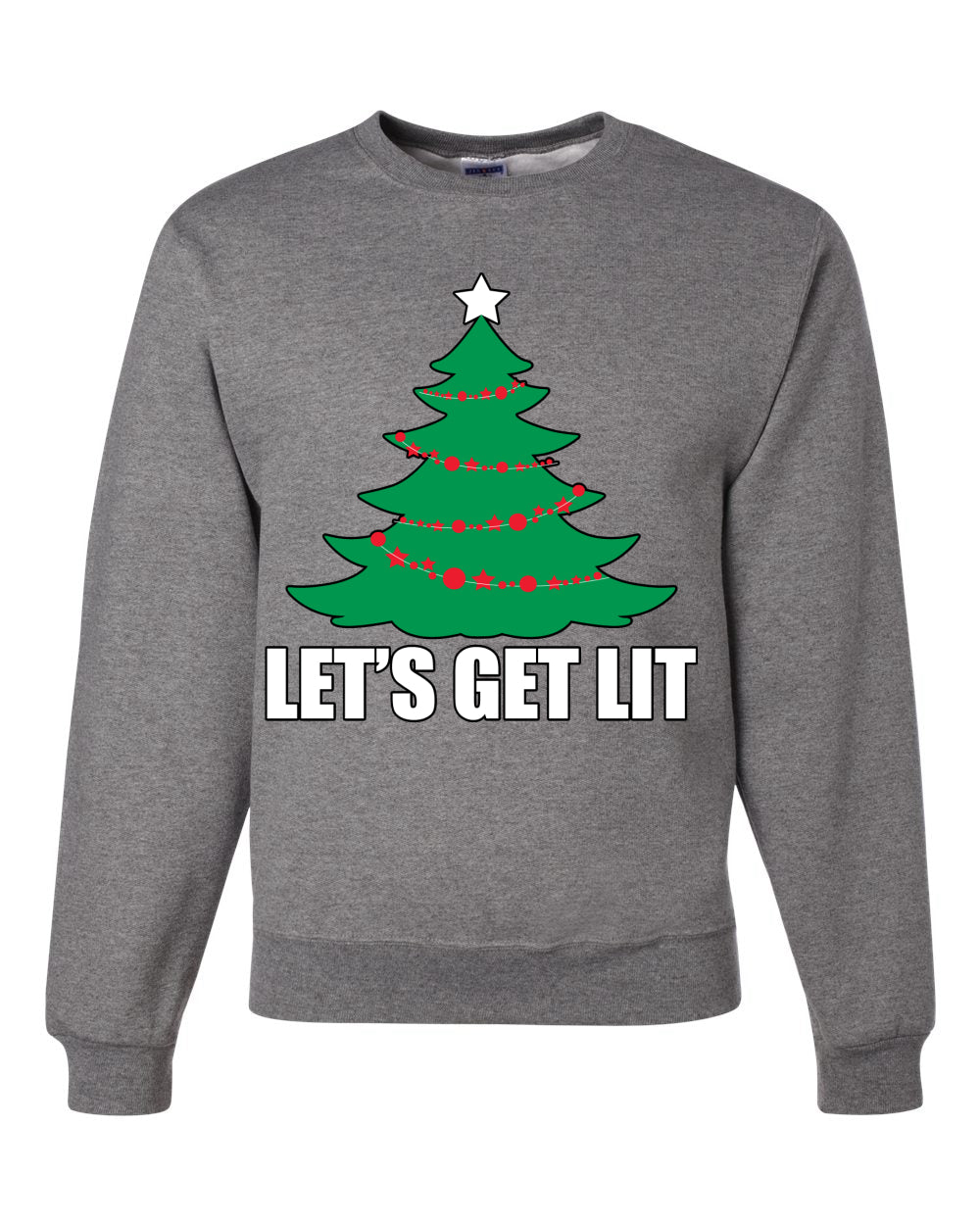 Lets Get Lit Xmas Tree Ugly Christmas Sweater Unisex Crewneck Graphic Sweatshirt