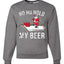 Ho Ho Hold my Beer Skateboarding Santa Ugly Christmas Sweater Christmas Unisex Crewneck Graphic Sweatshirt