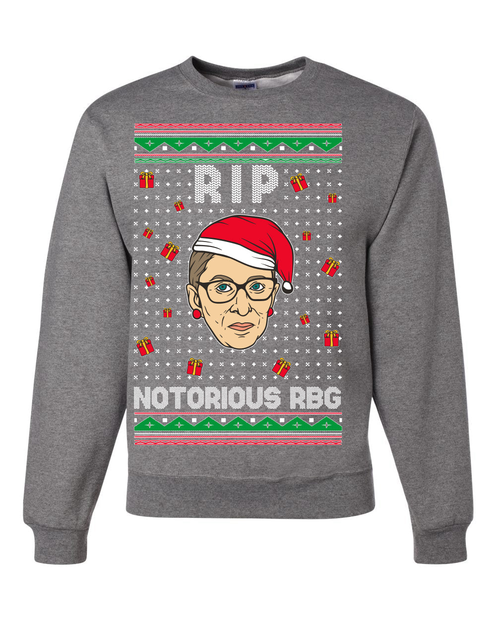 RIP Notorious RBG Ruth Bader Ginsburg Ugly Christmas Sweater Unisex Crewneck Graphic Sweatshirt